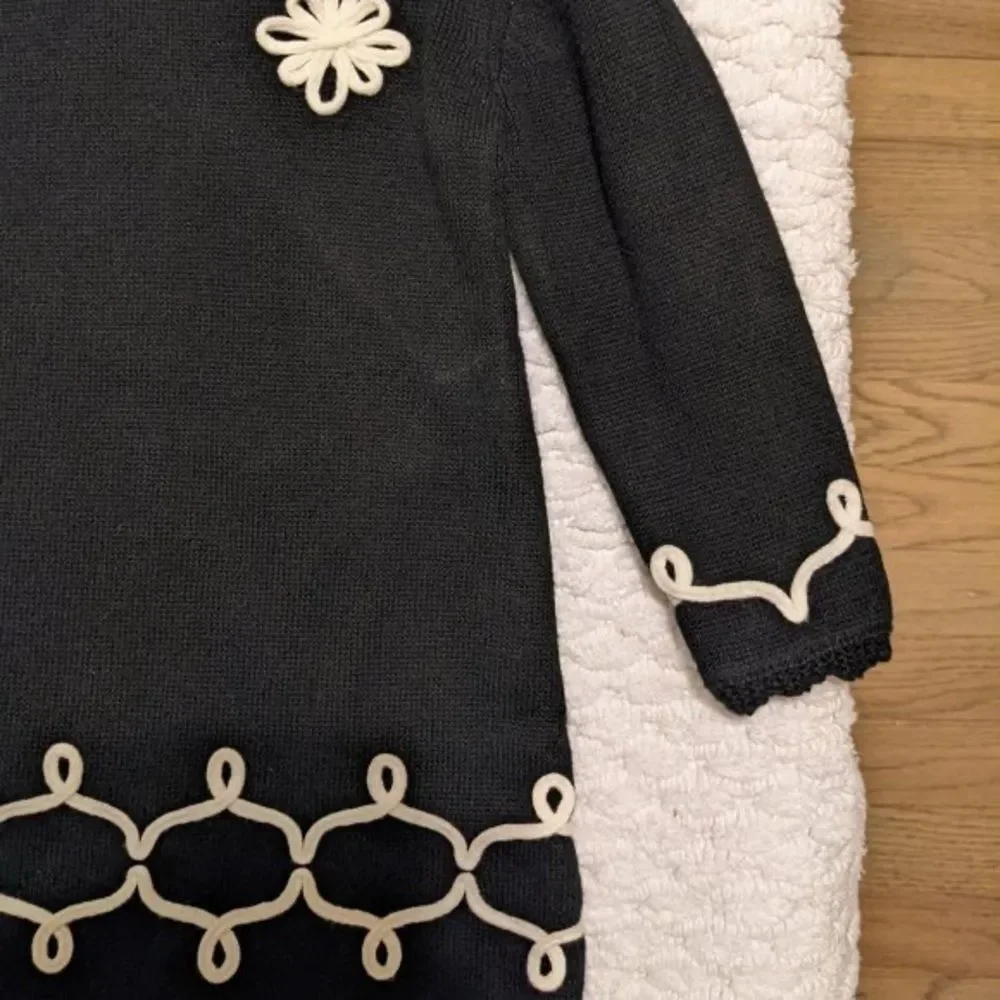 Savannah Baby Girl Black Knitted Long Sleeve Dress 2T
